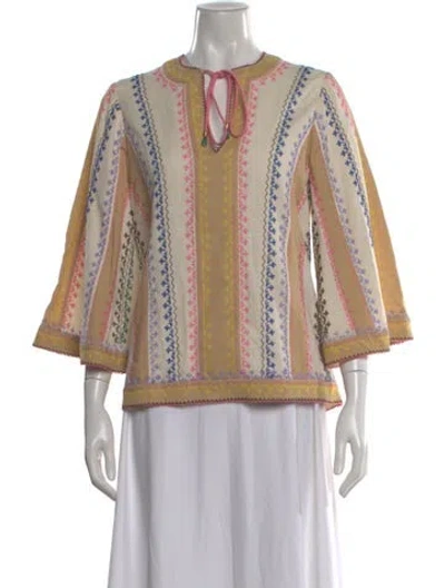 Pre-owned Zimmermann Printed Tie Neck Blouse In Neutral
