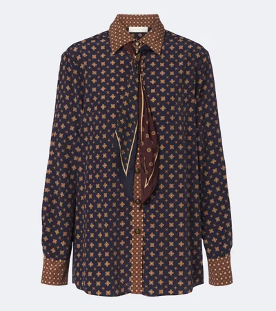 Zimmermann Printed Tie-neck Blouse In Brown
