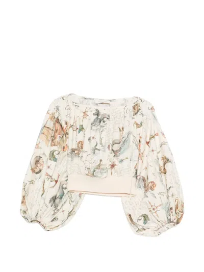 Zimmermann Printed Top In Gray