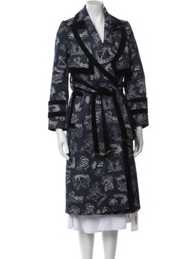Pre-owned Zimmermann Printed Trench Coat In Blue