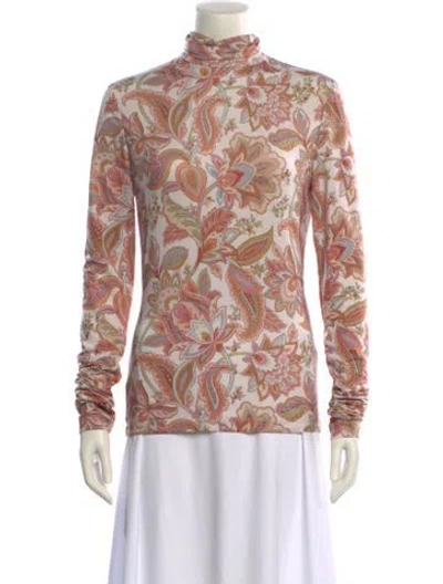 Pre-owned Zimmermann Printed Turtleneck Sweatshirt In White