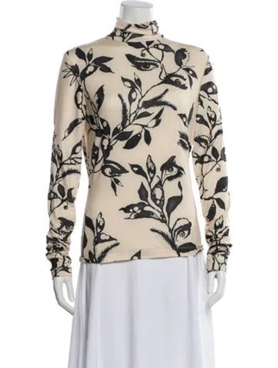 Pre-owned Zimmermann Printed Turtleneck Top W/ Tags In Neutral