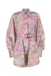 Zimmermann Short Printed Jacket Dress With Belted Waist In Multi