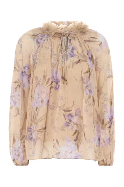 Zimmermann Printed Viscose Eden Billow Blouse In Naturaliris