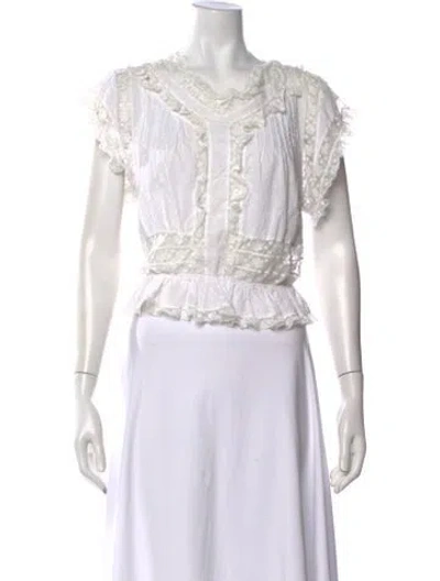 Pre-owned Zimmermann Printed V-neck Blouse In White