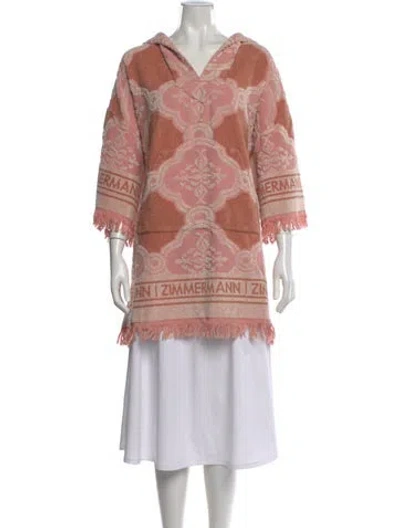 Pre-owned Zimmermann Printed V-neck Hoodie W/ Tags In Pink