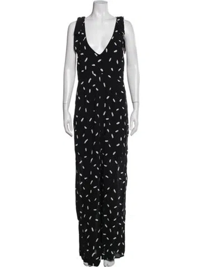 Pre-owned Zimmermann Printed V-neck Jumpsuit In Black