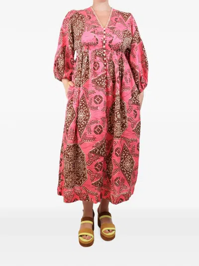 Pre-owned Zimmermann Printed V-neck Maxi Dress In Pink
