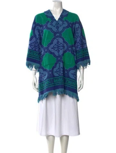 Pre-owned Zimmermann Printed V-neck Tunic In Blue/green