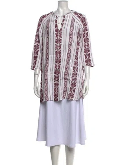 Pre-owned Zimmermann Printed V-neck Tunic In White