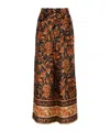 Zimmermann + Net Sustain Junie Printed Organic Silk Wide-leg Pants In Brown