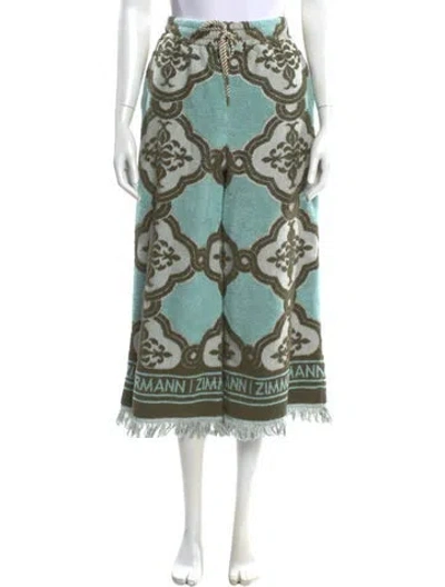 Pre-owned Zimmermann Printed Wide Leg Pants In Blue