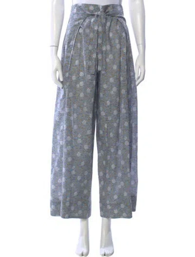 Pre-owned Zimmermann Printed Wide Leg Pants In Blue