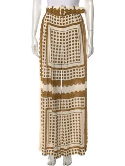 Pre-owned Zimmermann Printed Wide Leg Pants In White