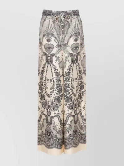 Zimmermann Printed Wide Leg Trousers With Elastic Waistband In Multi