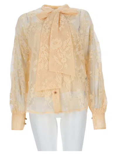 Zimmermann Puff Sleeve Floral Lace Cotton-blend Blouse In Neutral