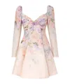 Zimmermann Dawning Mini Dress With Floral Print In Nude