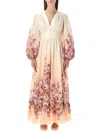Zimmermann Womens Awaken Plunge Cotton-poplin Maxi Dress Ivory Floral In Neutral