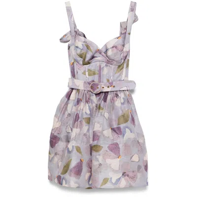 Zimmermann Dawning Mini Dress In Purple