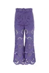 Zimmermann Pop Embroidered Belted Flared Pants In Purple