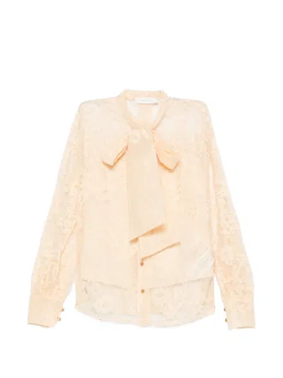 Zimmermann Pussy-bow Lace Blouse In Pink