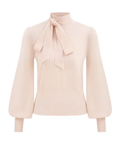 Zimmermann Pussybow Necktie Detailed Knitted Top In Pink