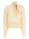 Zimmermann Pussybow Puff-sleeve Blouse In Neutral
