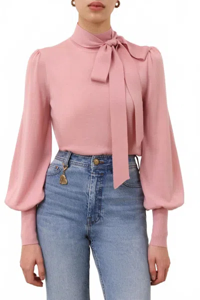 Zimmermann Pussybow Sweater In Rose In Pink
