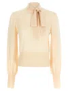 Zimmermann Pussybow Puff-sleeve Blouse In Nude