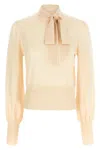 Zimmermann Pussybow Puff-sleeve Blouse In Nude