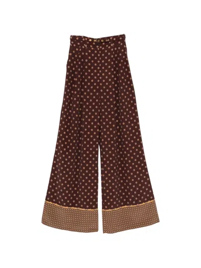 Zimmermann Pyjama Polka-dot Belted Palazzo Pants In Brown