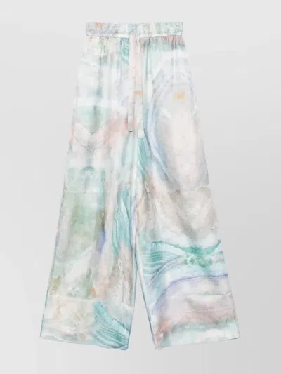 ZIMMERMANN RADIANT WATERCOLOR WIDE LEG PANTS