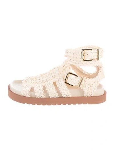 Pre-owned Zimmermann Raffia Lace Pattern Gladiator Sandals In Neutrals