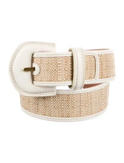 Pre-owned Zimmermann Raffia Leather Trim Embellishment Waist Belt In Neutral