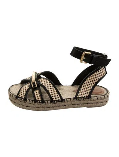 Pre-owned Zimmermann Raffia Patterned Espadrilles In Black