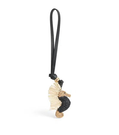 Zimmermann Raffia Seahorse Bag Charm In Black