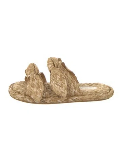 Pre-owned Zimmermann Raffia Slides In Neutral