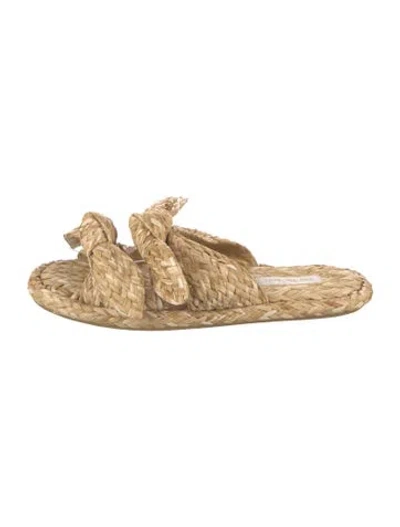 Pre-owned Zimmermann Raffia Slides In Neutrals