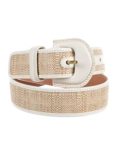 Pre-owned Zimmermann Raffia Waist Belt In White