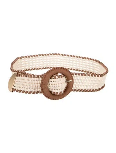 Pre-owned Zimmermann Raffia Whipstitch Trim Waist Belt In Brown