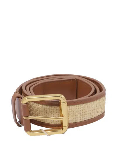 Pre-owned Zimmermann Raffia-trimmed Belt In Brown