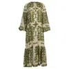 Zimmermann Raie Printed Maxi Dress In Green Silk In Green