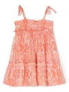 Zimmermann Raie Shirred-effect Cotton Dress In Orange