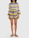 ZIMMERMANN RAIE STRIPED COTTON KNIT LONG SLEEVE TOP IN MULTI