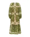 Zimmermann Raie Tiered Printed Silk Midi Dress In Green