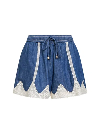 ZIMMERMANN RAILWAY BLUE DENIM AWAKEN SHORTS