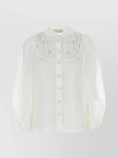 Zimmermann ‘jeannie' Butterfly Embroidery Linen Blouse In White