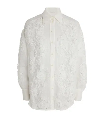 Zimmermann Ramie Lace Halliday Shirt In Ivory