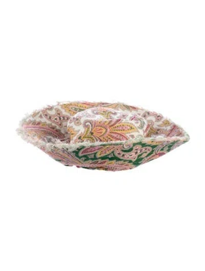 Pre-owned Zimmermann Raw Edge Paisley Pattern Print Hat  W/tags In White