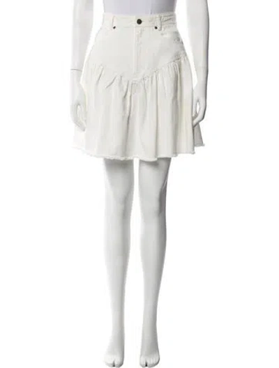 Pre-owned Zimmermann Raw-edge Trim Mini Skirt In White